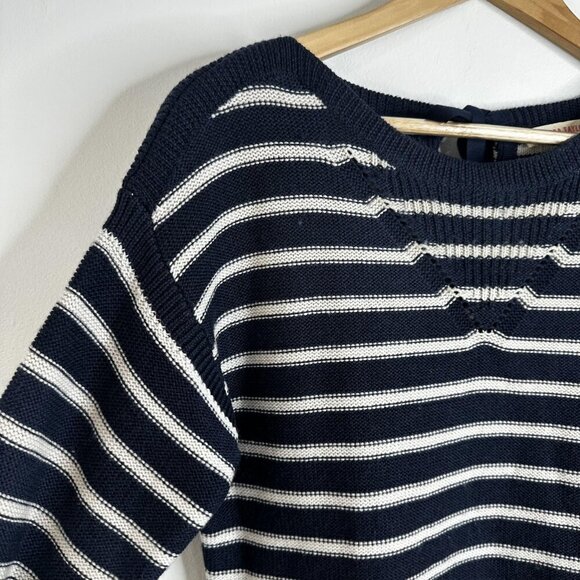Rebecca Taylor Sweater Sz S Merino Wool Stripe Nautical Pullover Anchor Knit - Picture 3 of 12